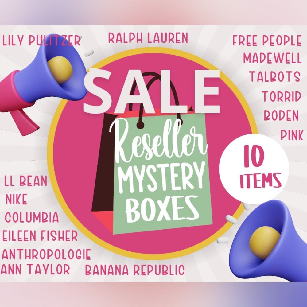 Reseller Mystery Box NWT EUC mostly women's, some mens, assorted sizes